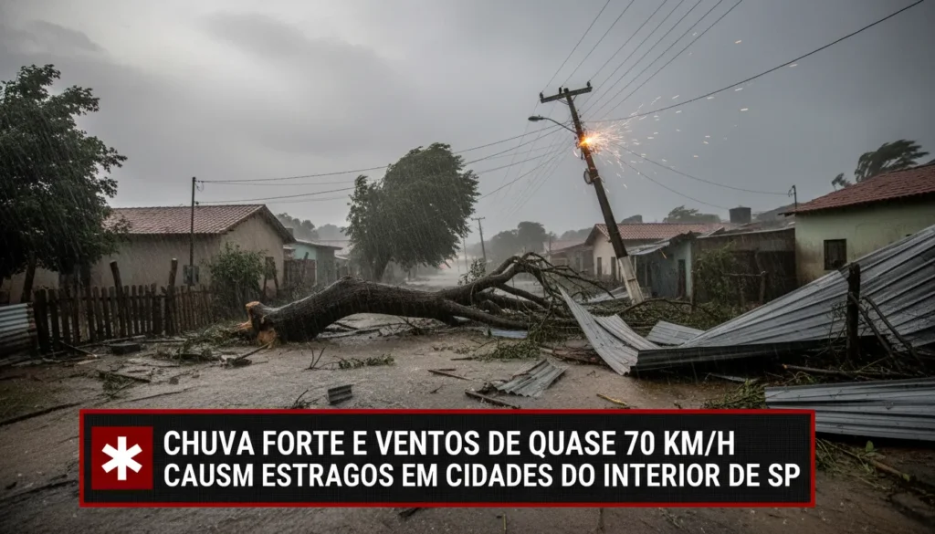 Ciclone extratropical provoca ventos fortes e danos em cidades do interior paulista