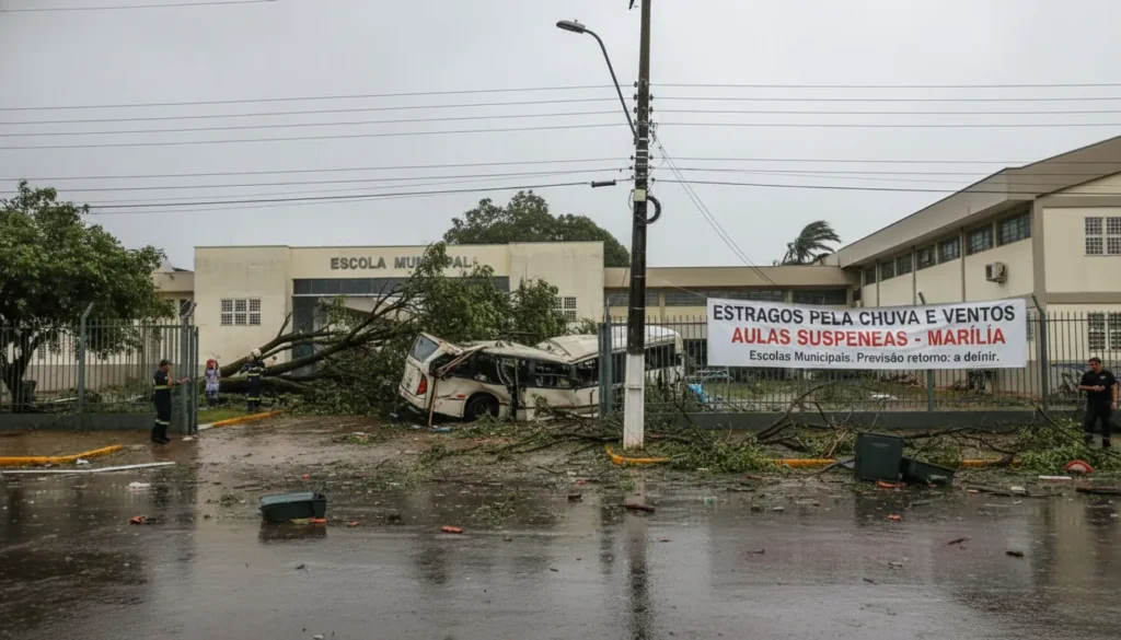 Chuva intensa causa transtornos e suspensão de aulas em Marília e região