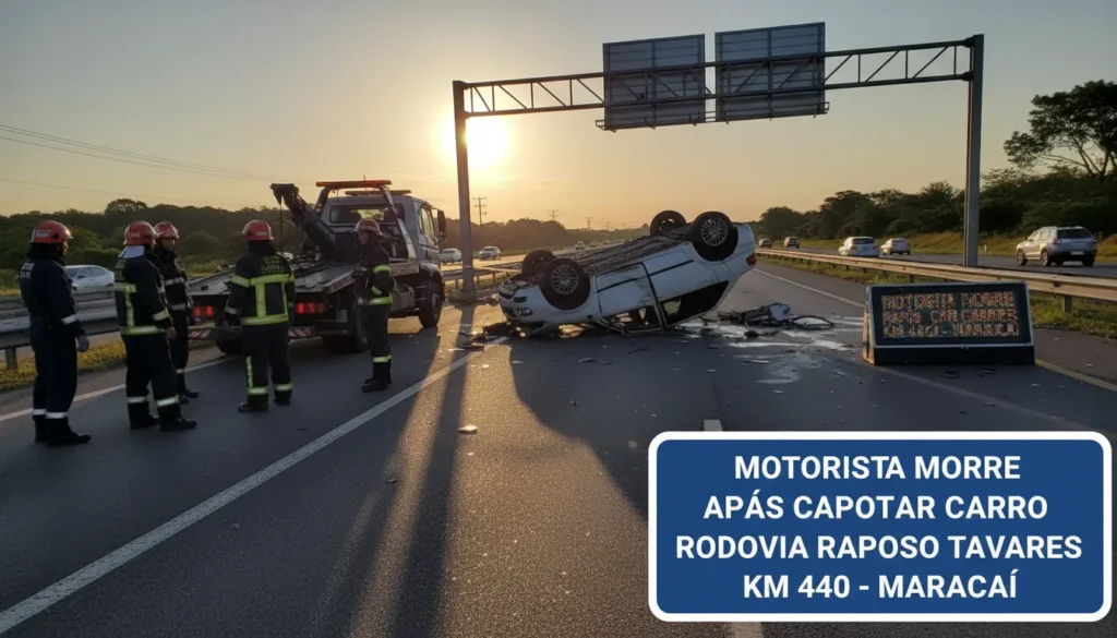 Mulher morre após capotamento de carro na Rodovia Raposo Tavares em Maracaí