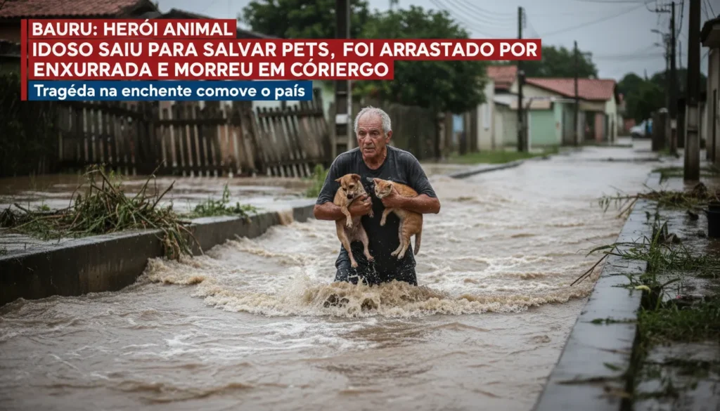 Idoso morre arrastado por correnteza durante temporal em Bauru