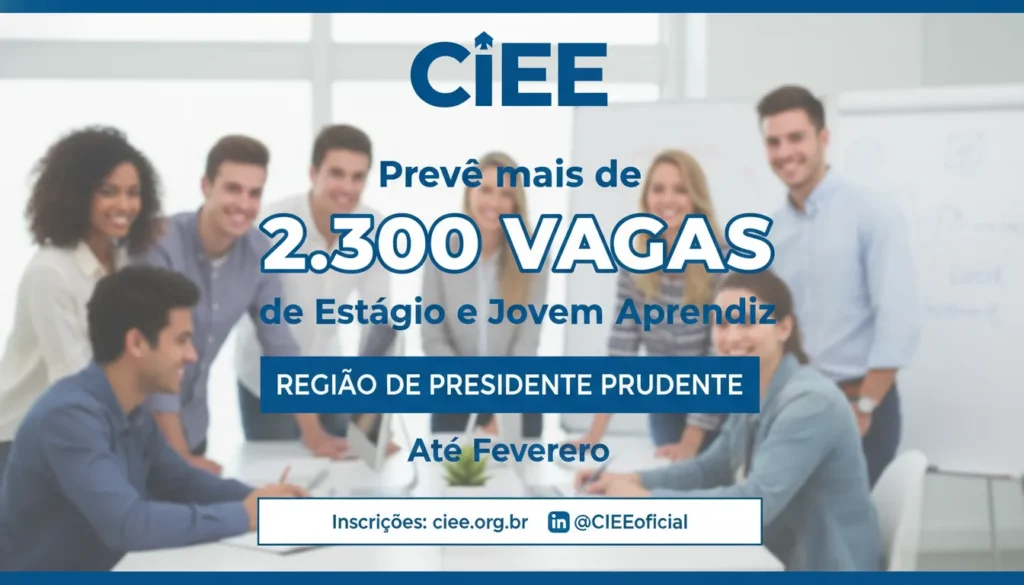 CIEE abre 40 vagas de estágio em Presidente Prudente e Marília e destaca regras