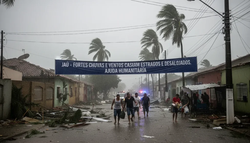 Tempestade causa alagamentos, queda de árvores e desalojados em Jaú (SP)