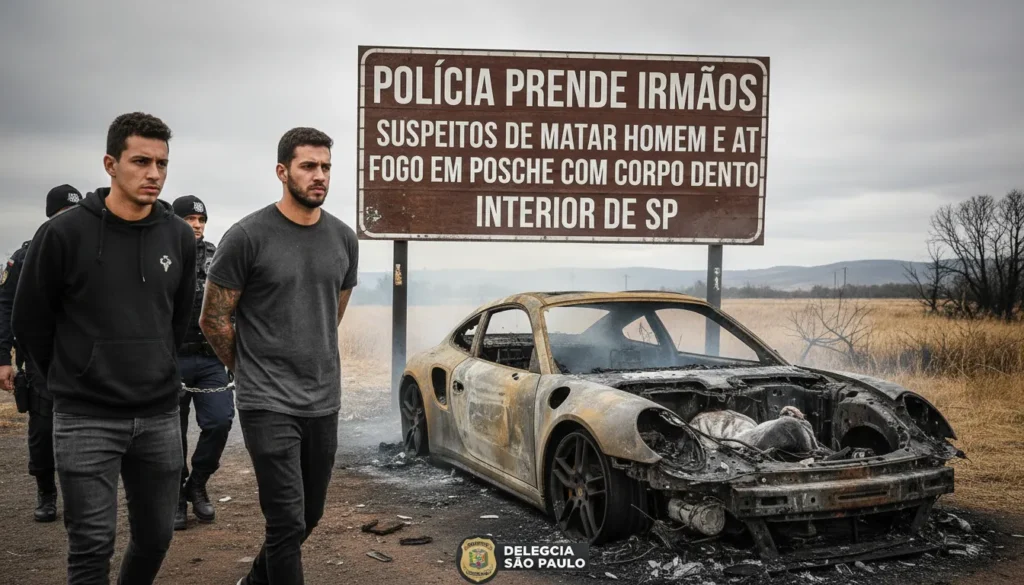 Irmãos são presos suspeitos de homicídio e incêndio de corpo em Porsche em Pompeia